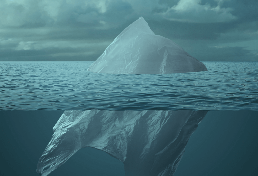 Thumbs down to plastic in ocean Plastic bag glacier in ocean