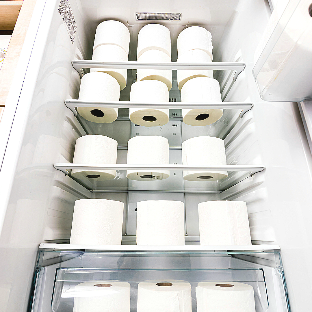 Toilet paper in refrigerator