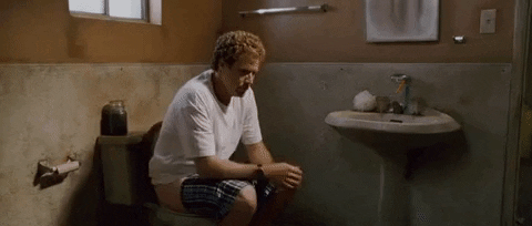 Gif of Will Ferrell reaching out for empty toilet paper roll