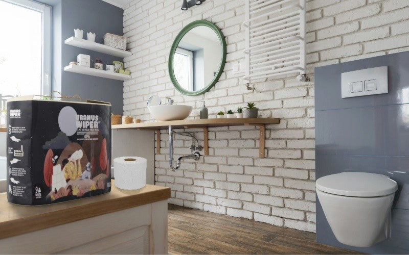 Recycled Toilet paper from Uranus Wiper in modern bathroom