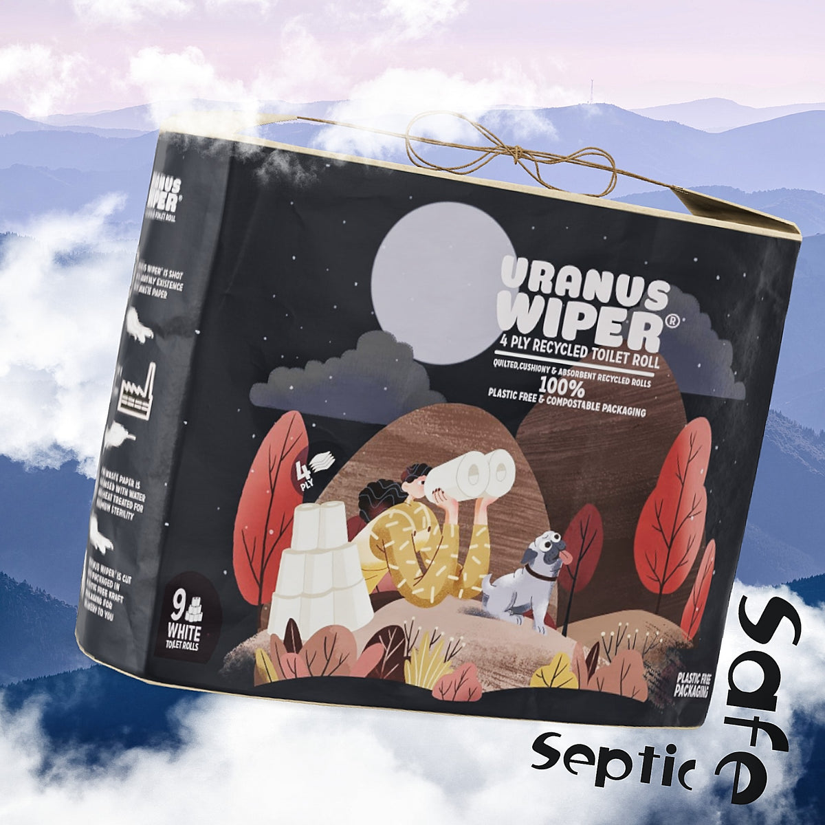Uranus Wiper recycled toilet roll with no plastic in the clouds